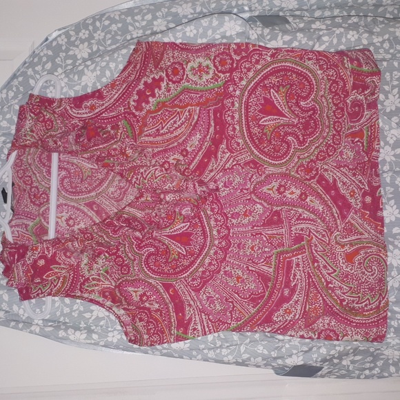 😊2X T shirt Rhalf Lauren pink/white/green - Picture 1 of 2